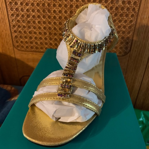 Lena Luisa Molly 12 Gold T Strap Sandals - Picture 6 of 16